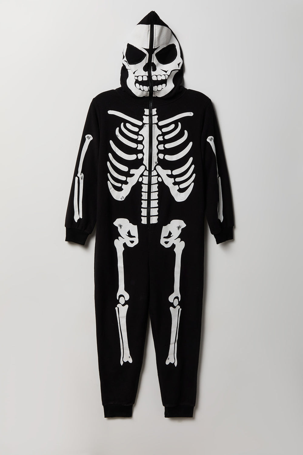 Youth Skeleton Full Zip Plush Onesie Youth Skeleton Full Zip Plush Onesie