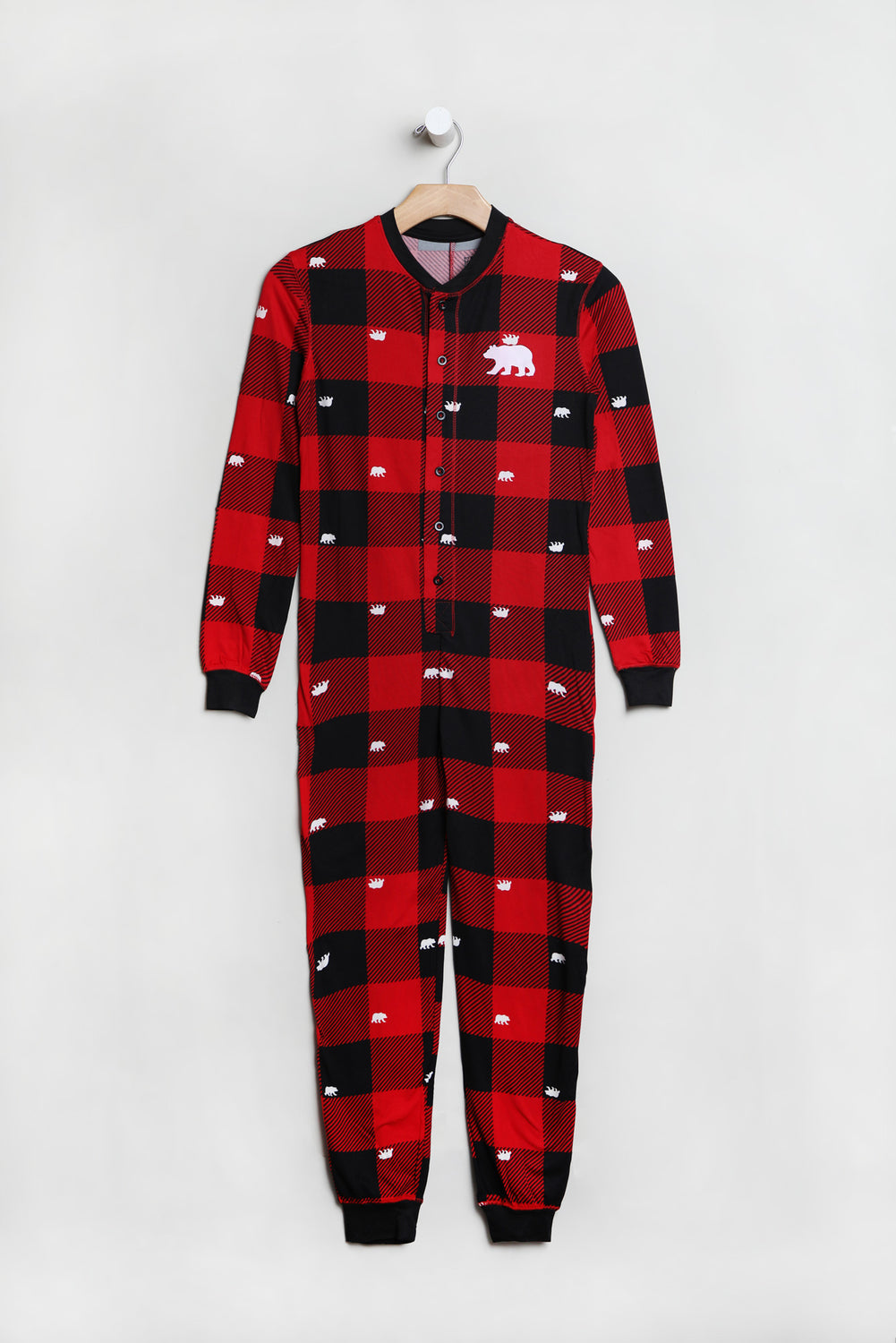Youth Fammy Jammies Bear Plaid Onesie Youth Fammy Jammies Bear Plaid Onesie