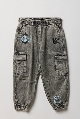 Youth Graffiti Denim Cargo Joggers