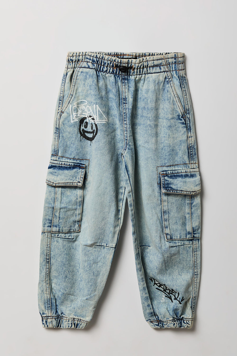 Youth Graffiti Denim Cargo Joggers Youth Graffiti Denim Cargo Joggers