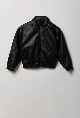 Youth Faux-Leather Bomber Jacket