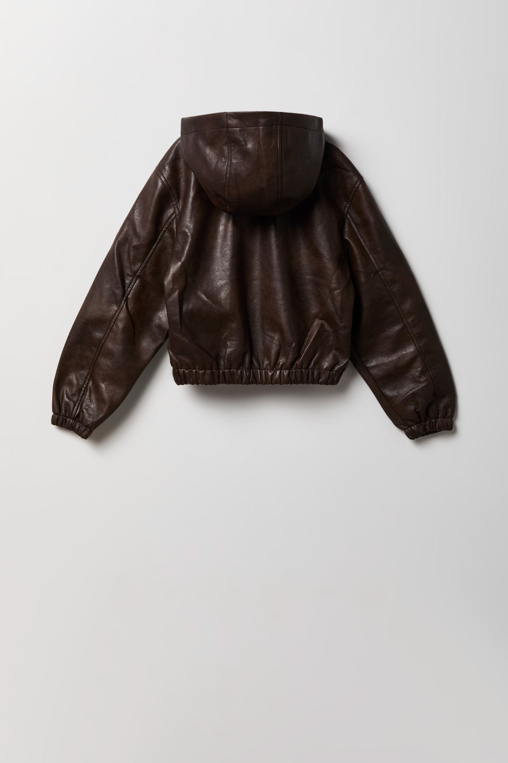 Youth Faux-Leather Hooded Bomber Jacket Youth Faux-Leather Hooded Bomber Jacket