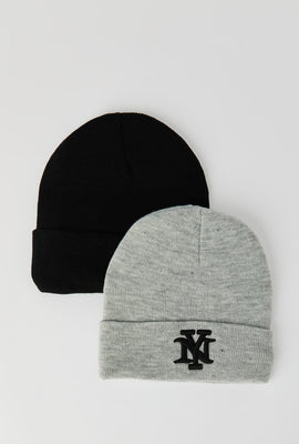 Tuques en tricot brodées junior paquet de 2