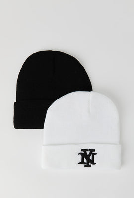 Tuques en tricot brodées junior paquet de 2