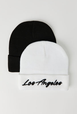 Tuques en tricot brodées junior paquet de 2