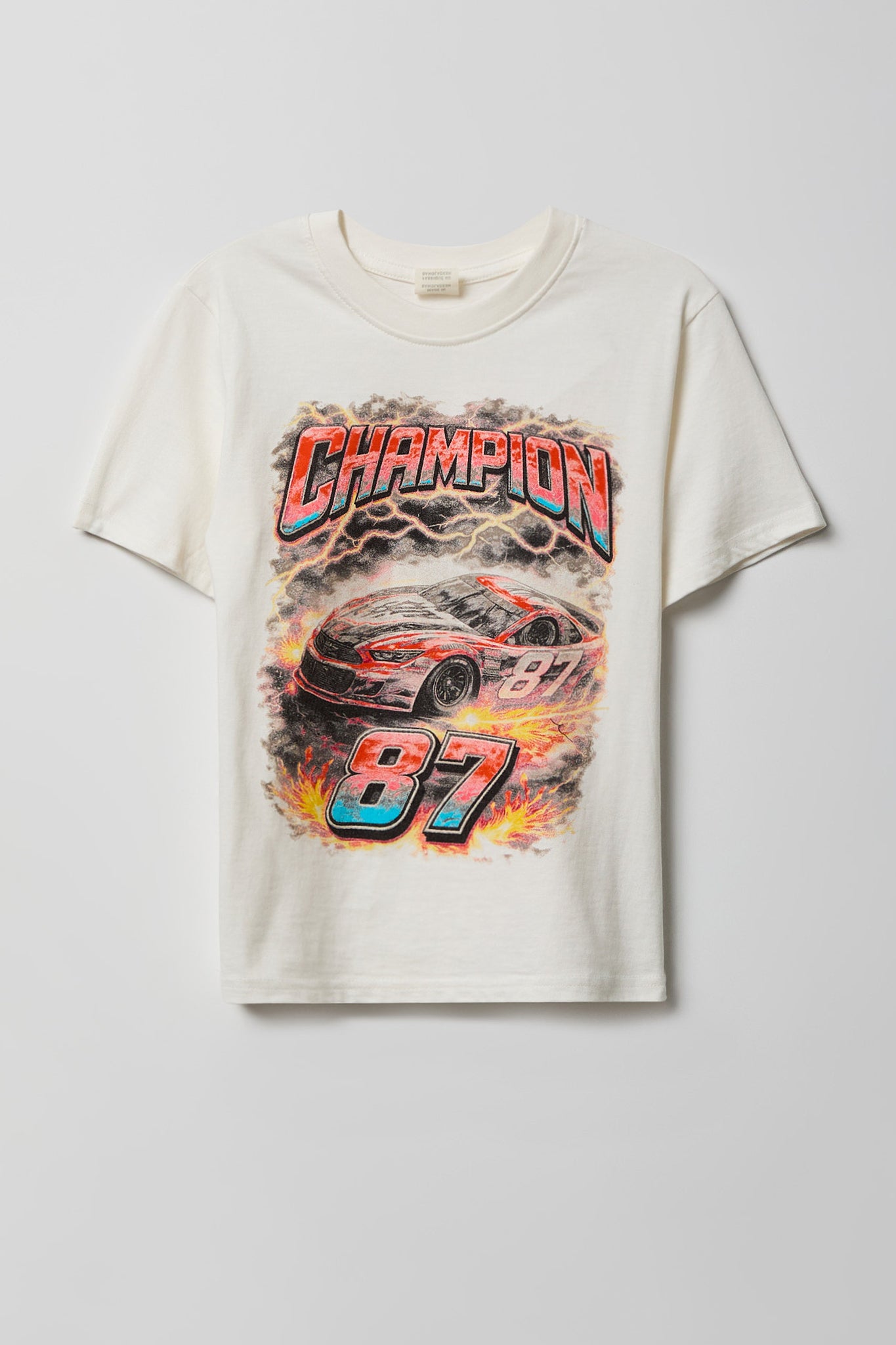 Youth Champion 87 Racing Graphic Tee - White /