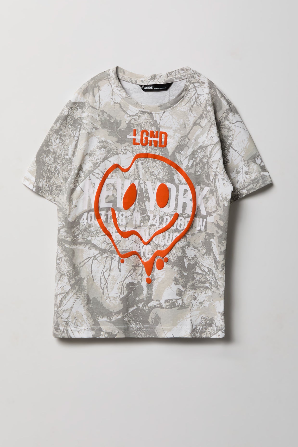 Youth Smiley Face Puff Print Graphic Tee - /