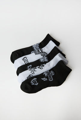 5 paires de chaussettes à la cheville graffiti junior
