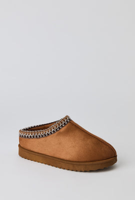 Youth Faux-Suede Embroidered Slippers