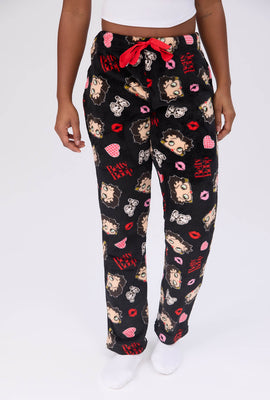 Betty Boop Printed Plush Pajama Bottoms