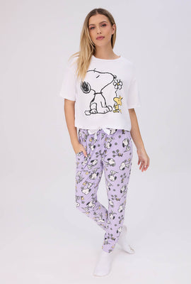 Peanuts Snoopy 2-Piece Pajama Tee & Velour Jogger Set