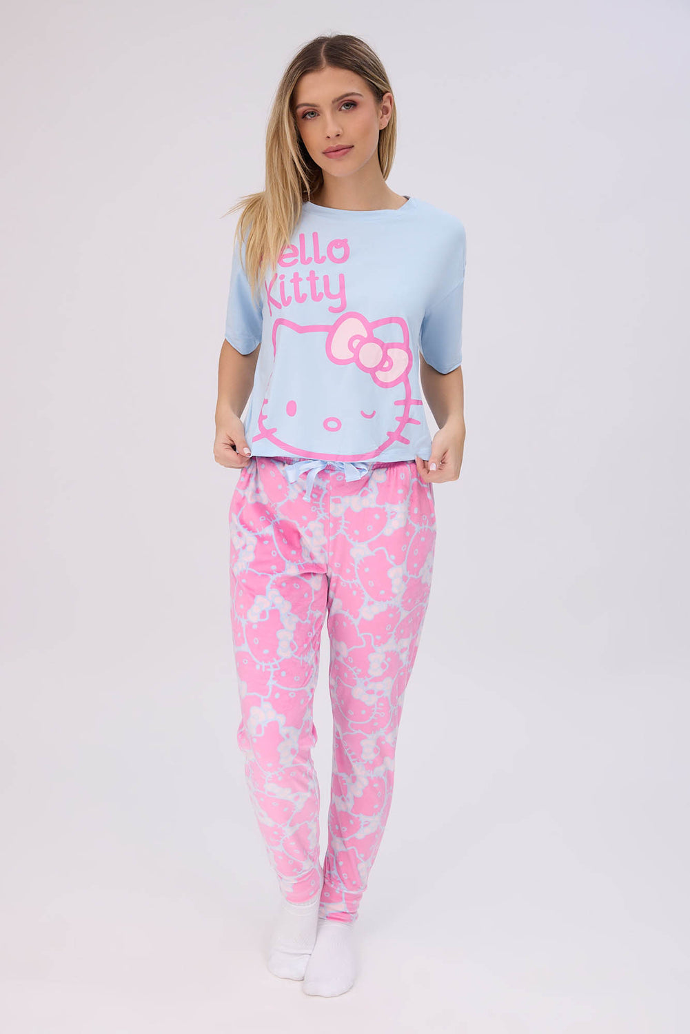 Hello Kitty 2-Piece Pajama Tee & Velour Jogger Set Hello Kitty 2-Piece Pajama Tee & Velour Jogger Set