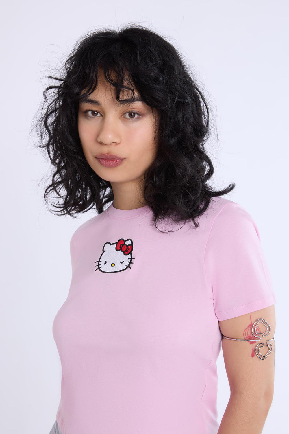 Hello Kitty Embroidered Baby Tee Hello Kitty Embroidered Baby Tee