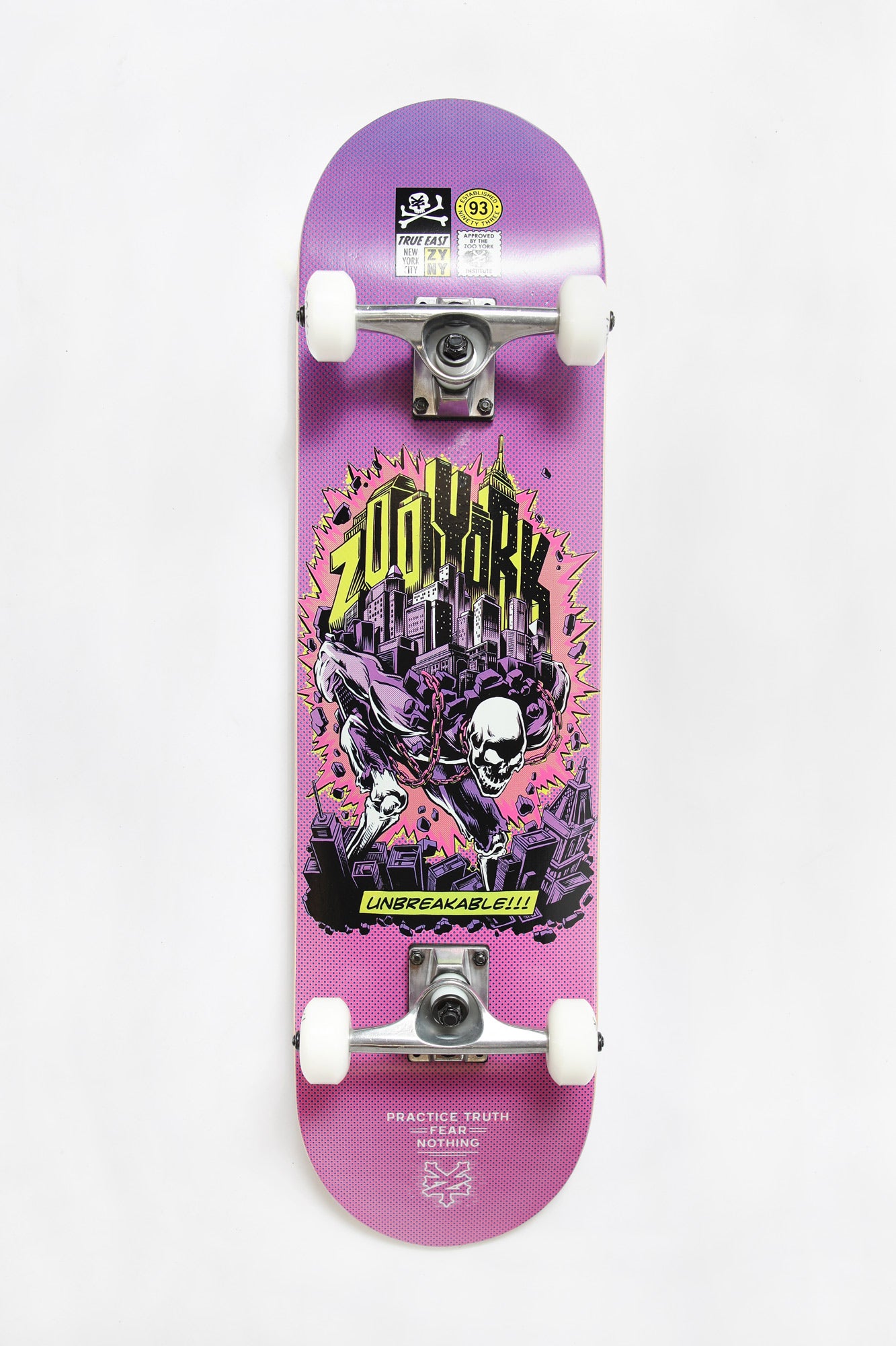 Zoo York Comic Book Style Skeleton Skateboard 8" - Purple / 8