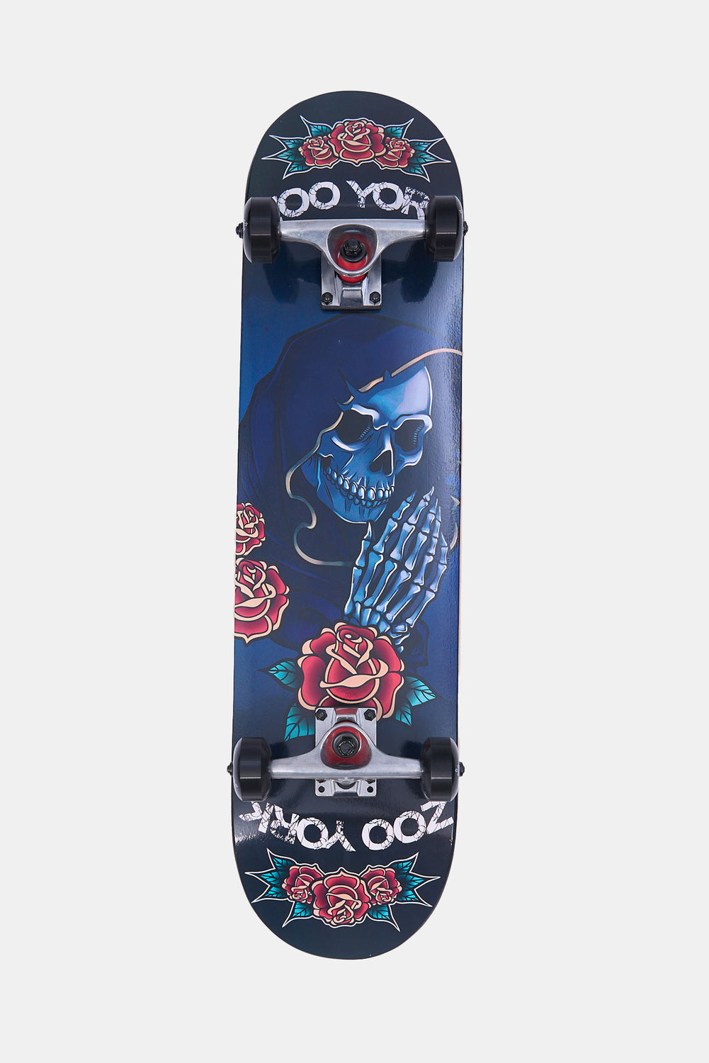 Skateboard imprimé squelette et roses Zoo York 7.75