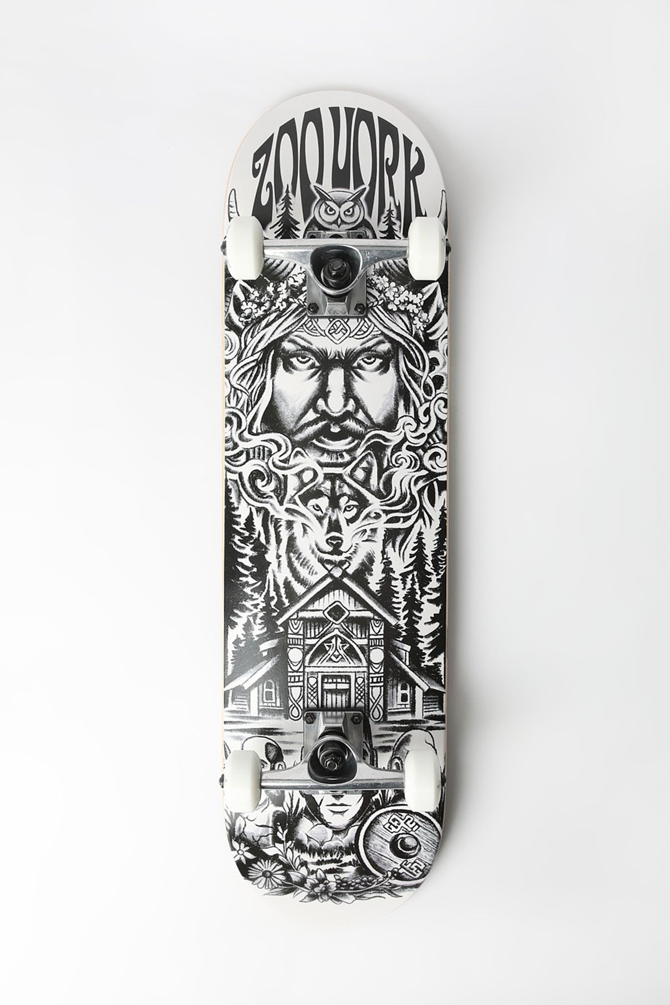 Zoo York Norsegrind Skateboard 8.0" - Black with White / 8