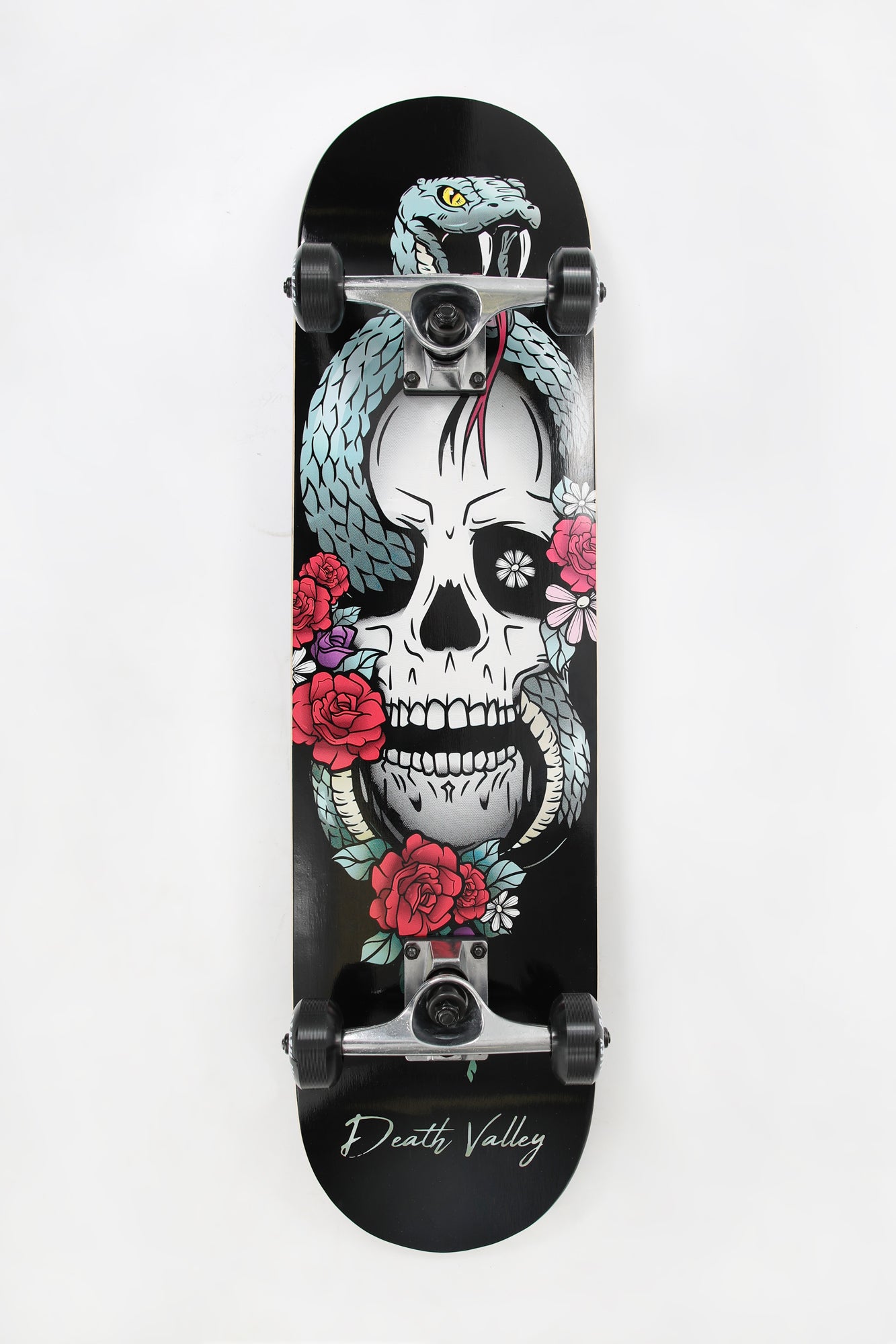 Death Valley Snake & Skull Skateboard 7.75" - Black with White / 7.75