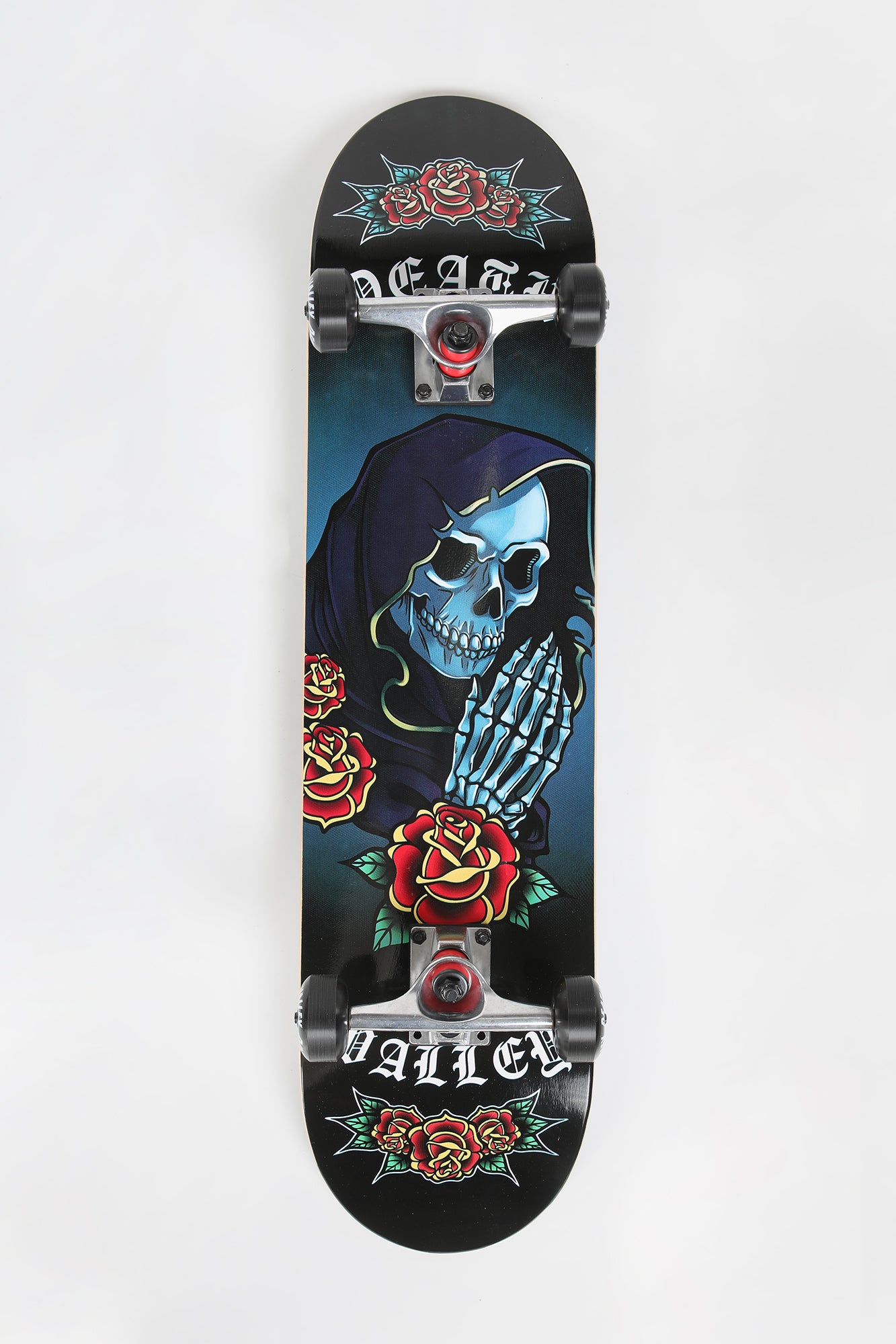 Death Valley Skeleton Rose Skateboard - Black /