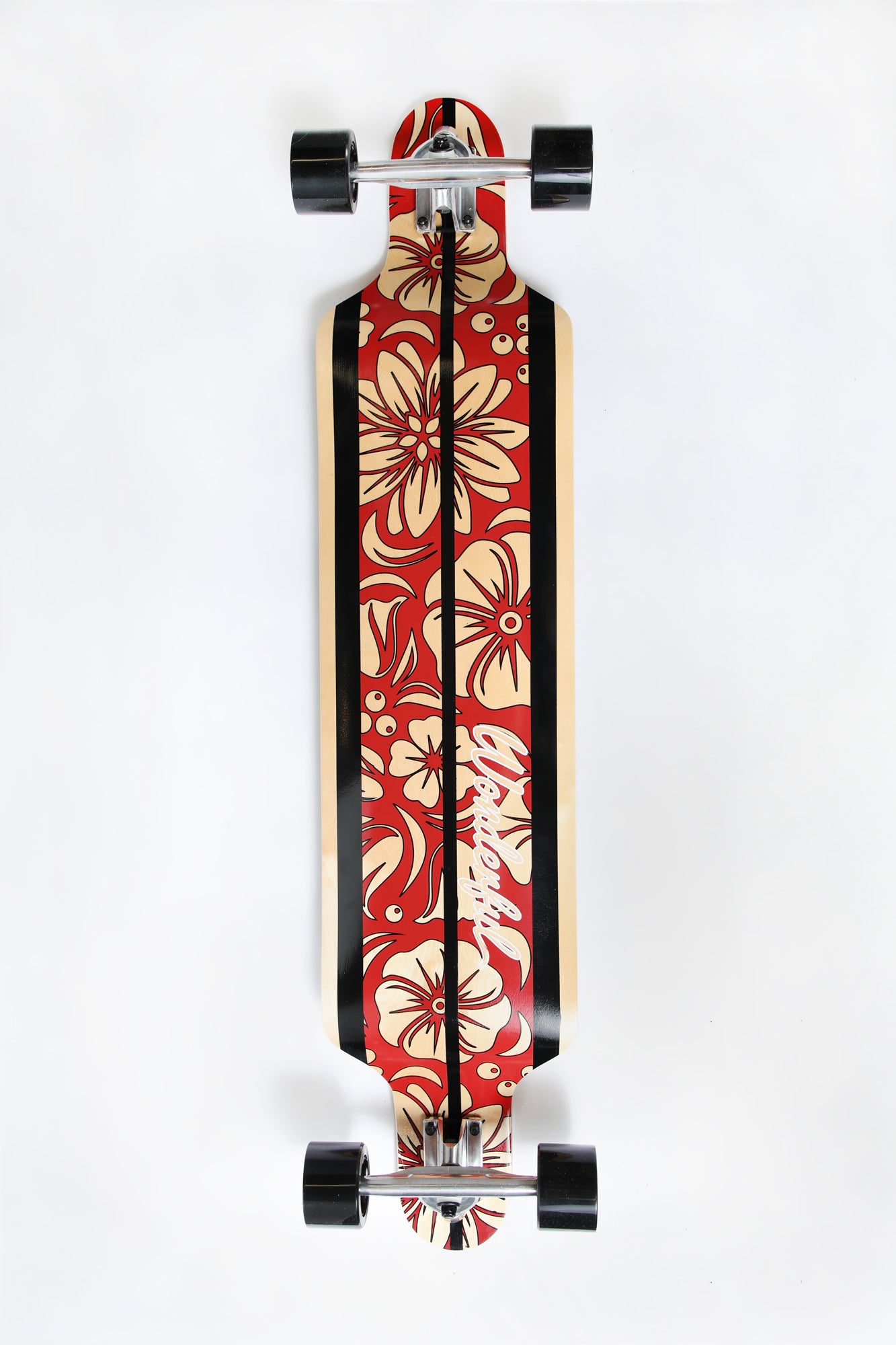 Wonderful Striped Floral Longboard 42" - Red / 42