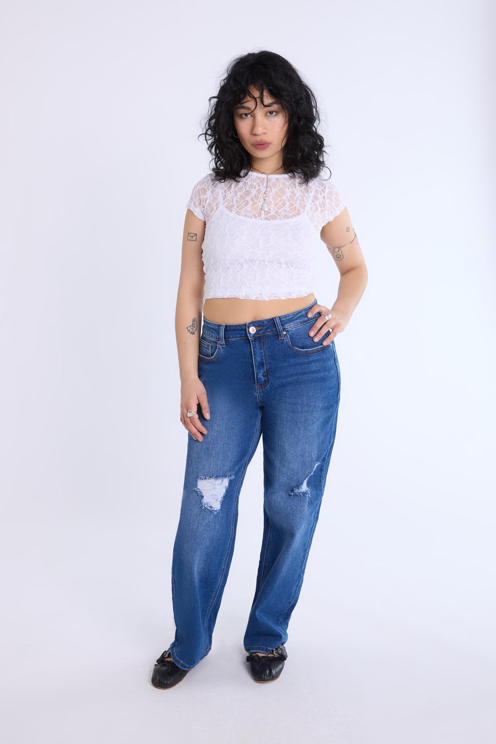 Lace Cap Sleeve Cropped Top Lace Cap Sleeve Cropped Top