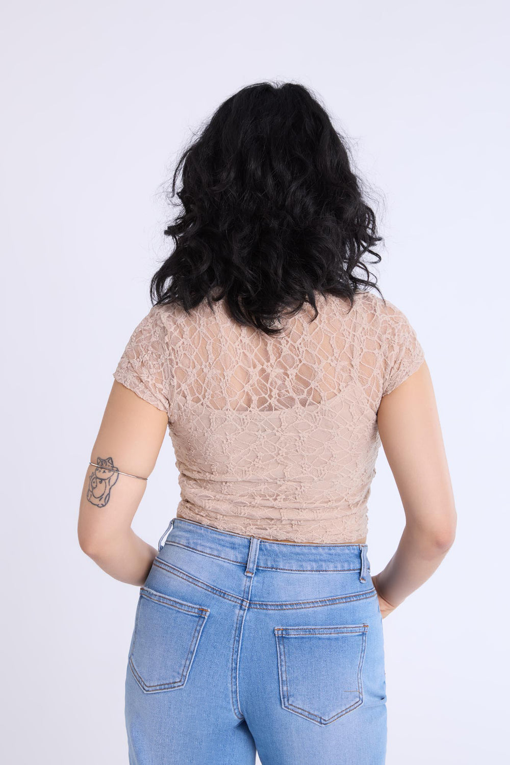 Lace Cap Sleeve Cropped Top Lace Cap Sleeve Cropped Top