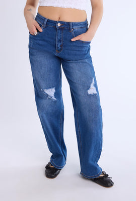 Distressed Straight Leg Jeans