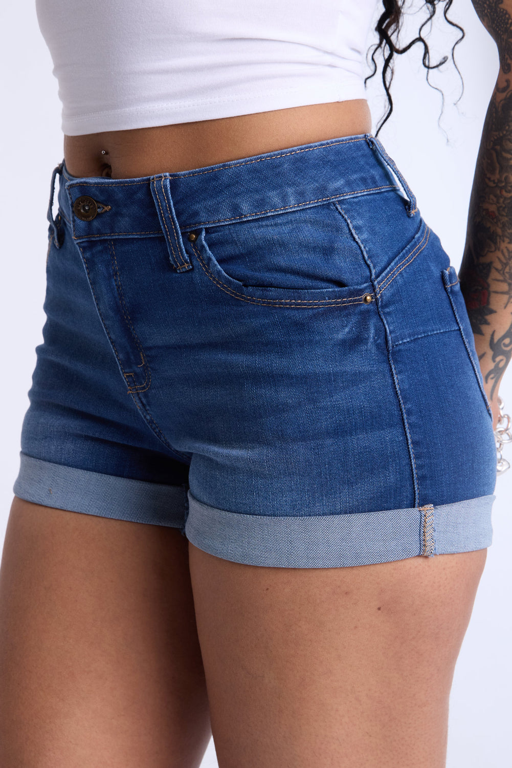 Short en denim taille haute Short en denim taille haute