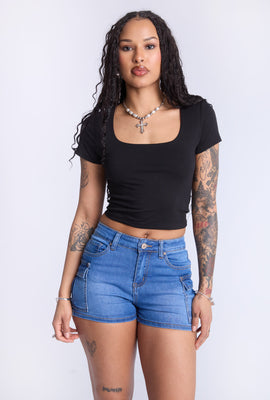 Short cargo taille haute