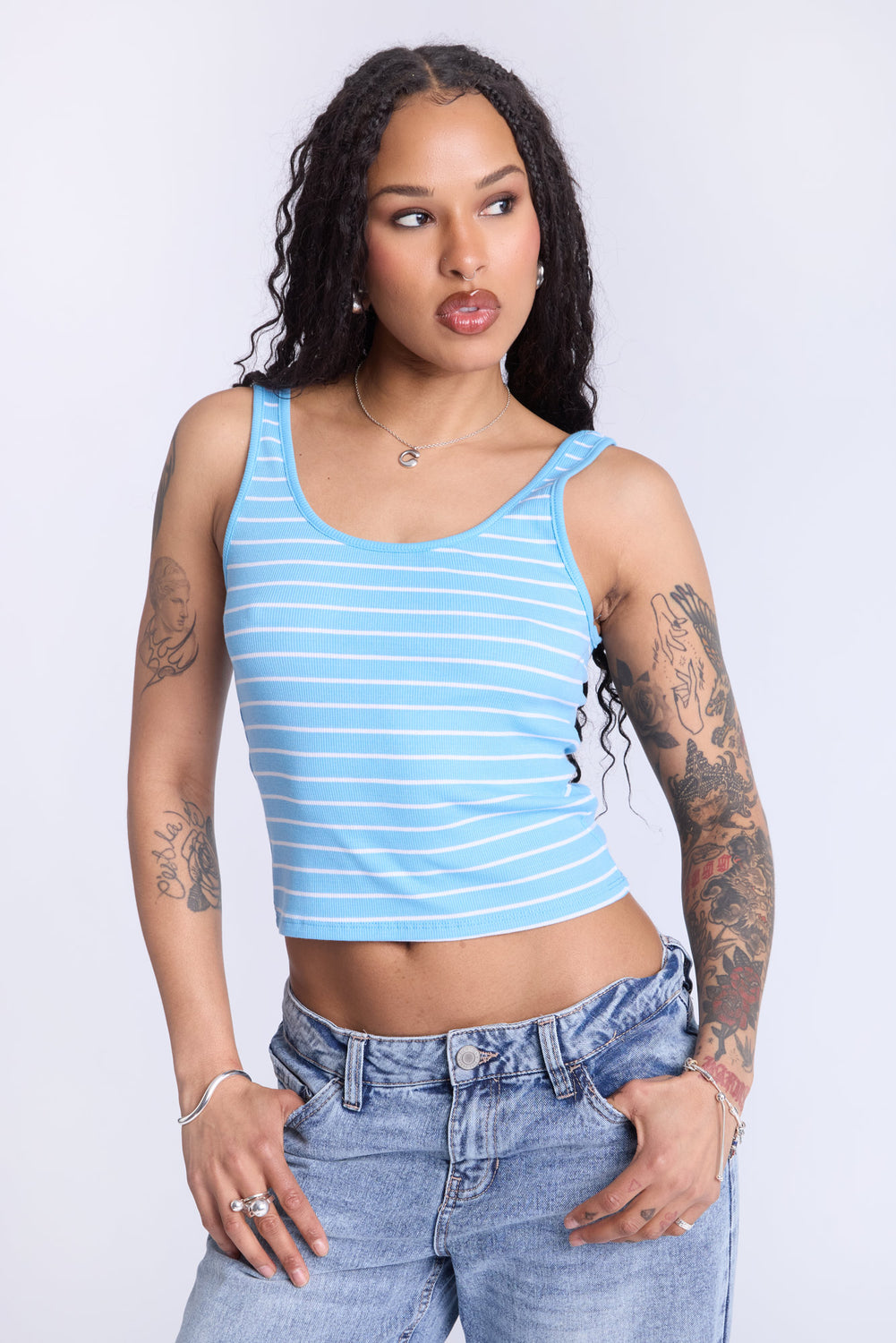 Striped Scoop Neck Tank Top Striped Scoop Neck Tank Top