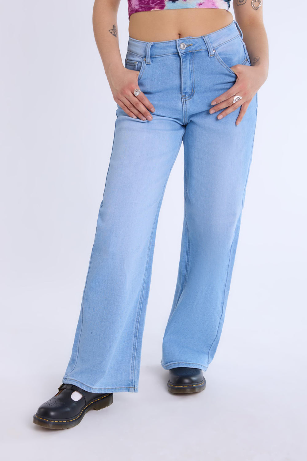 High-Rise Wide Leg Jeans Light Denim Blue