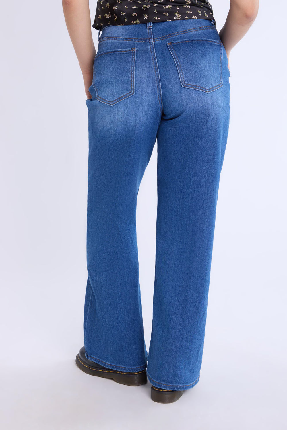 High-Rise Wide Leg Jeans Medium Blue