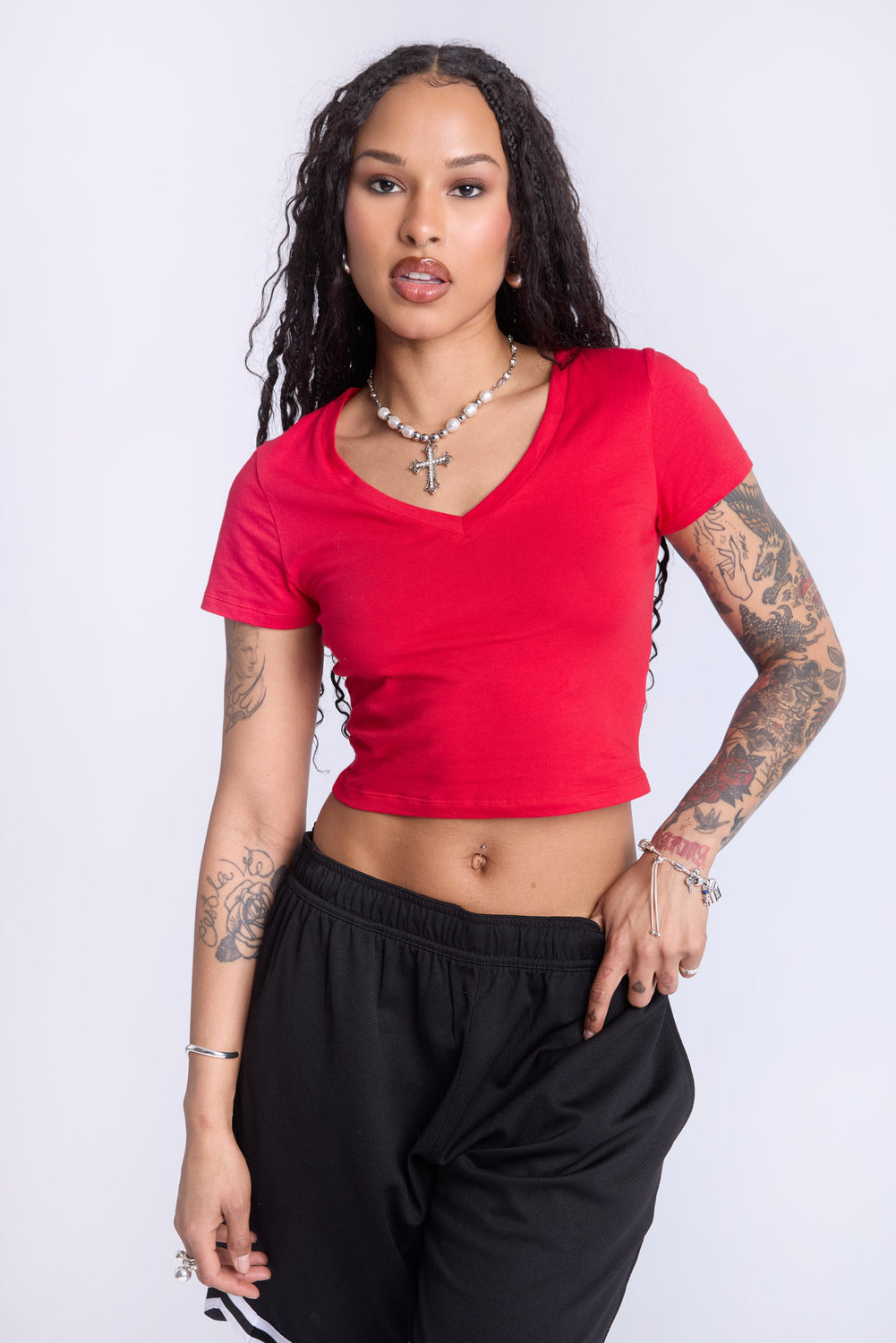 Cropped V-Neck Tee Cropped V-Neck Tee