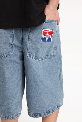 Short en jean ample à écusson Honda Racing brodé