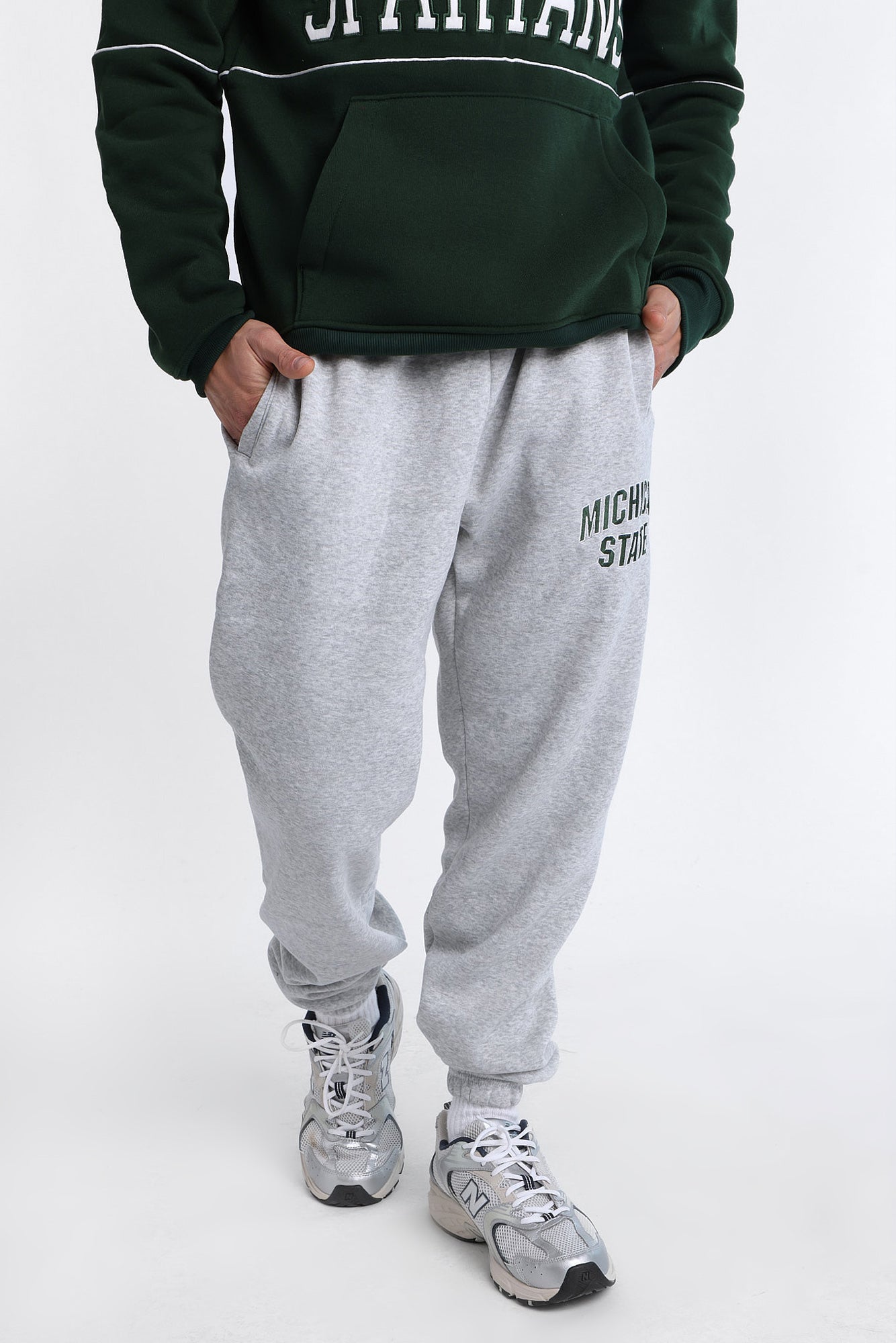 Michigan State Spartans Embroidered Sweatpants - Heather Grey /