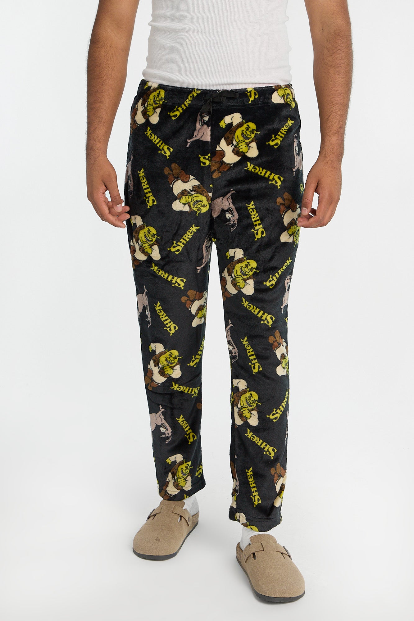 Mens Shrek Plush Pajama Pant - Black /