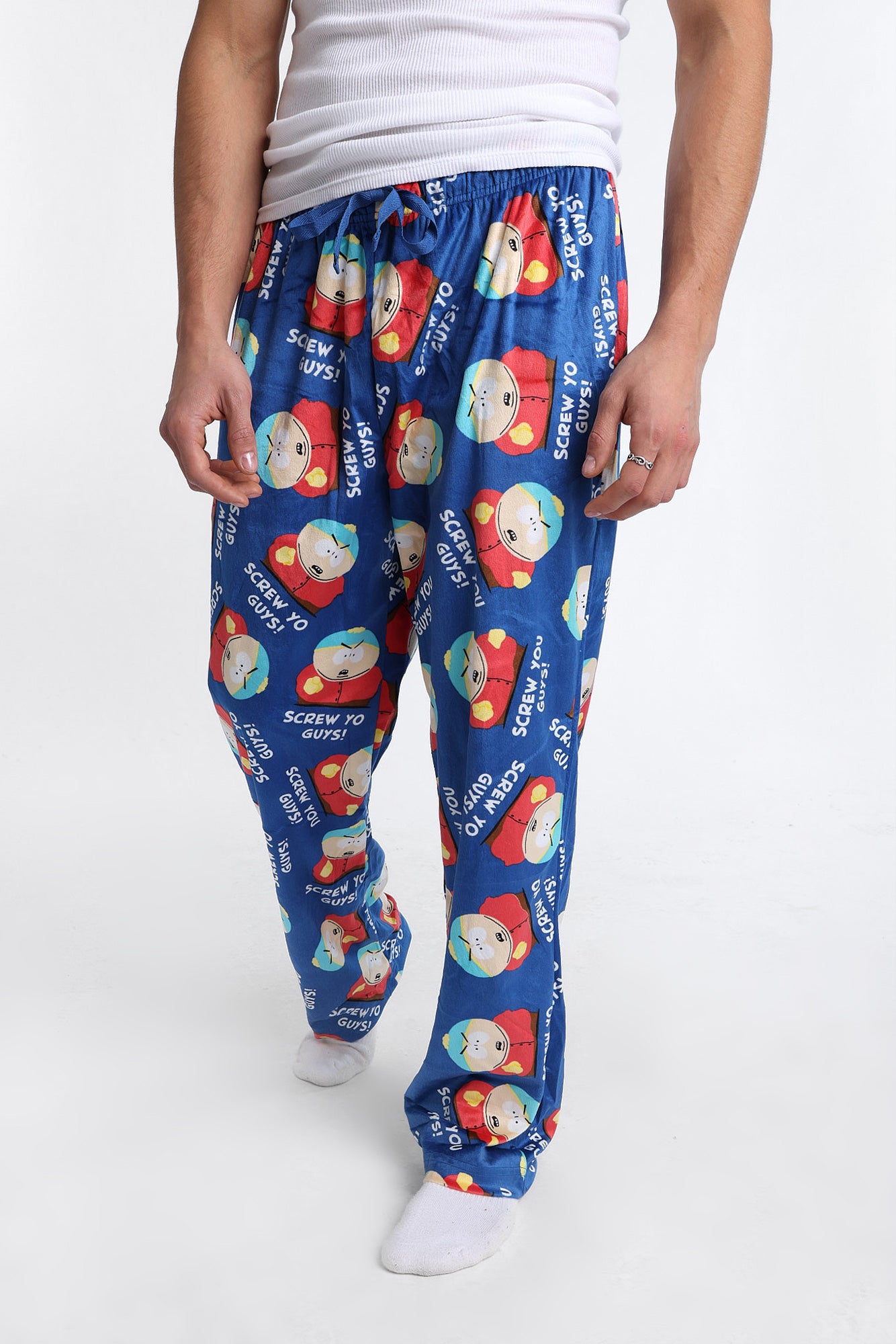 South Park Cartman Silky Fleece Pajama Pants - Blue /