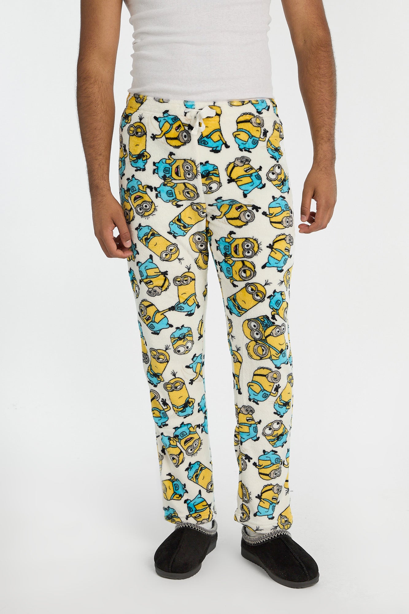 Mens Minions Plush Pajama Pant - White /