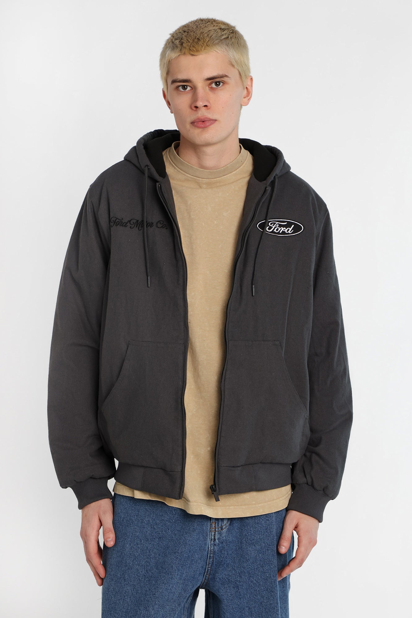 Ford Motor Co. Cotton-Canvas Hooded Workwear Jacket - Charcoal /