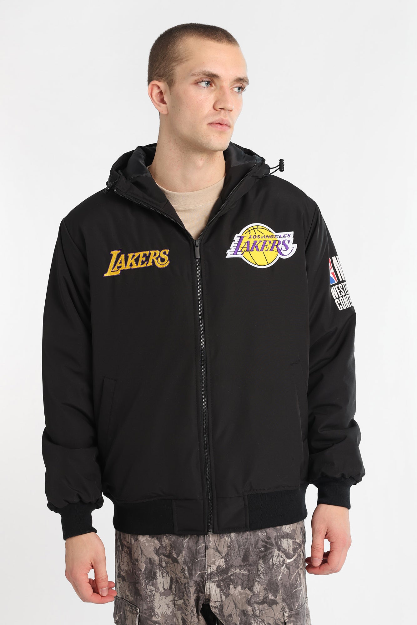 Los Angeles Lakers Hooded Bomber Jacket - Black /