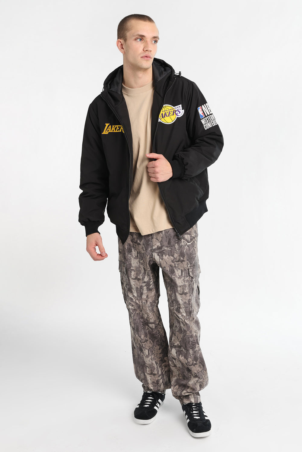 Los Angeles Lakers Hooded Bomber Jacket Los Angeles Lakers Hooded Bomber Jacket