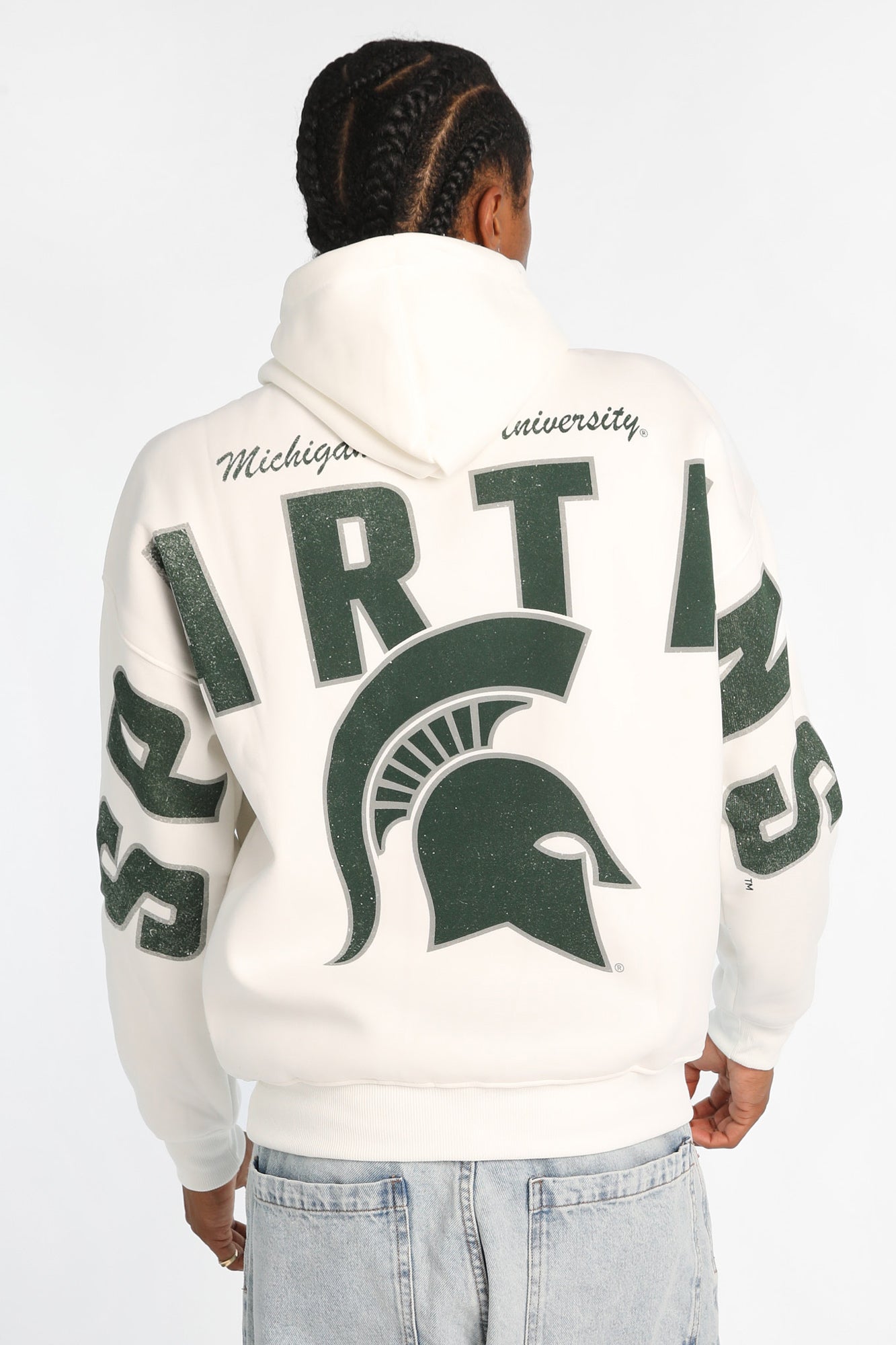 Michigan State University Spartans Back Print Hoodie - White /
