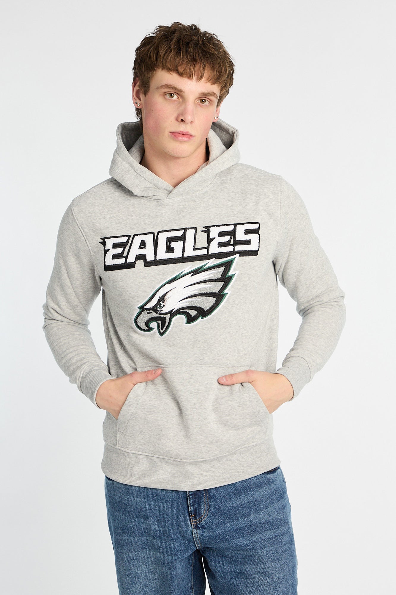 Philadelphia Eagles Chenille Hoodie - Heather Grey /
