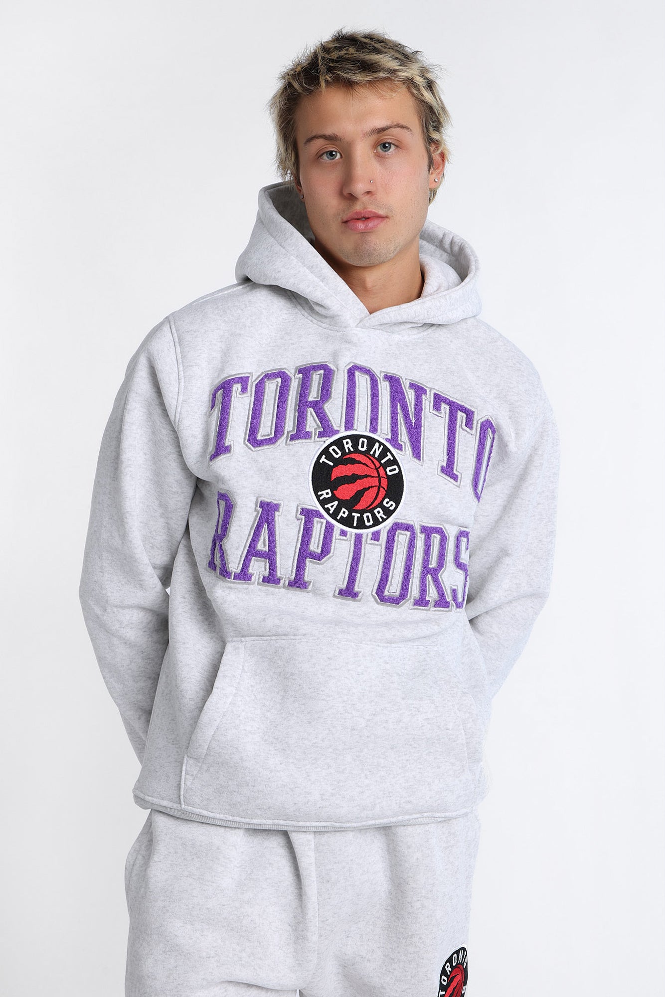 Toronto Raptors Chenille Logo Hoodie - Oatmeal /