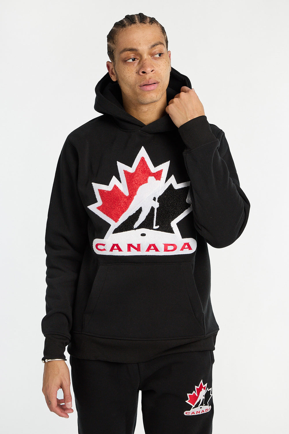 Haut à capuchon logo chenille Team Canada Hockey homme Haut à capuchon logo chenille Team Canada Hockey homme