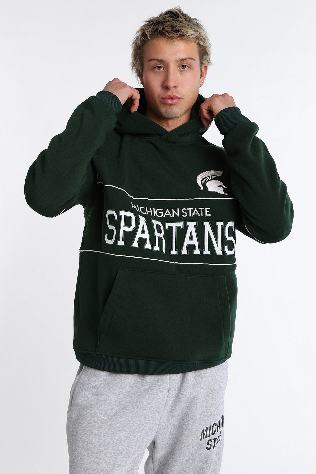 Michigan State Spartans Embroidered Panel Hoodie - Green /