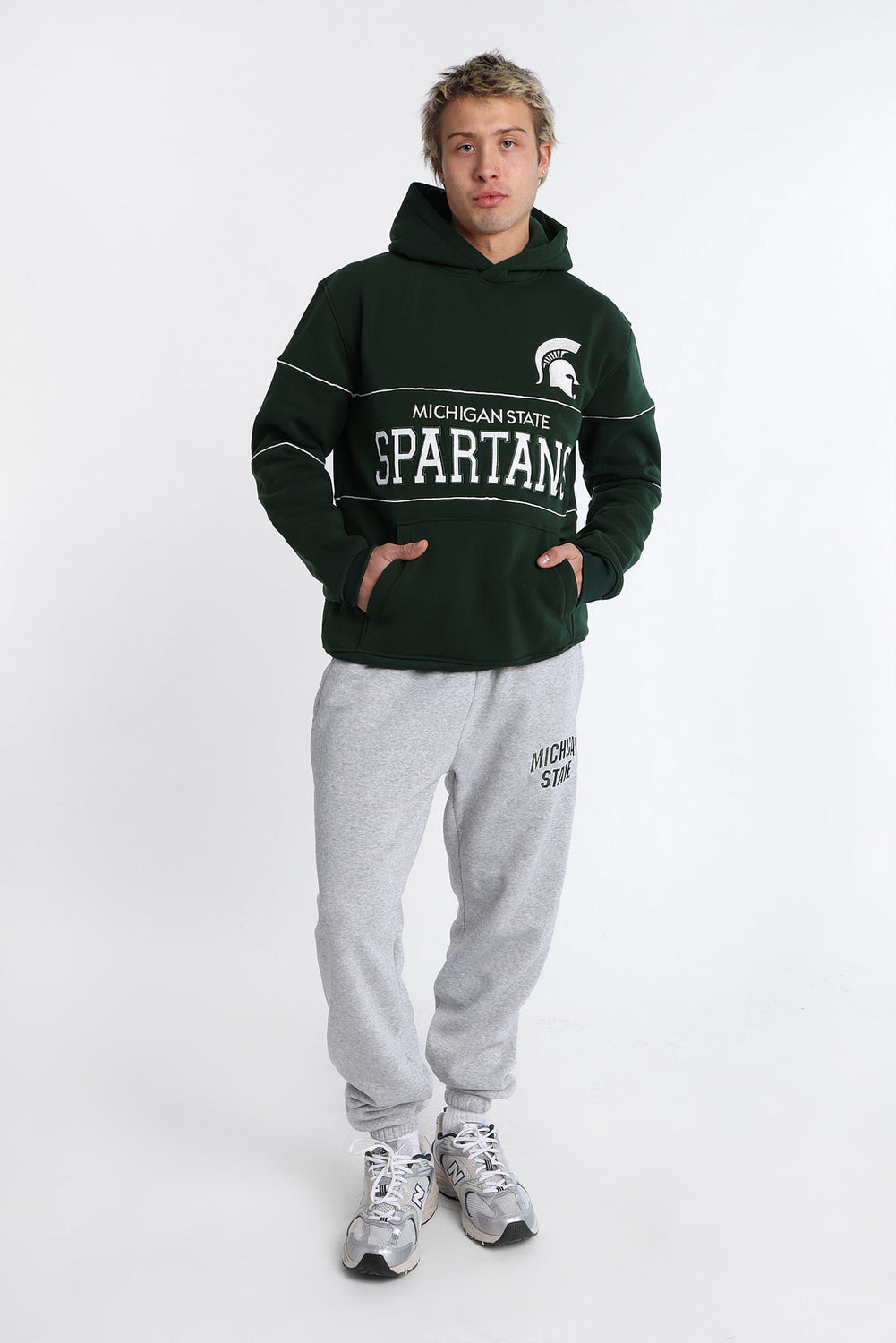 Michigan State Spartans Embroidered Panel Hoodie Michigan State Spartans Embroidered Panel Hoodie