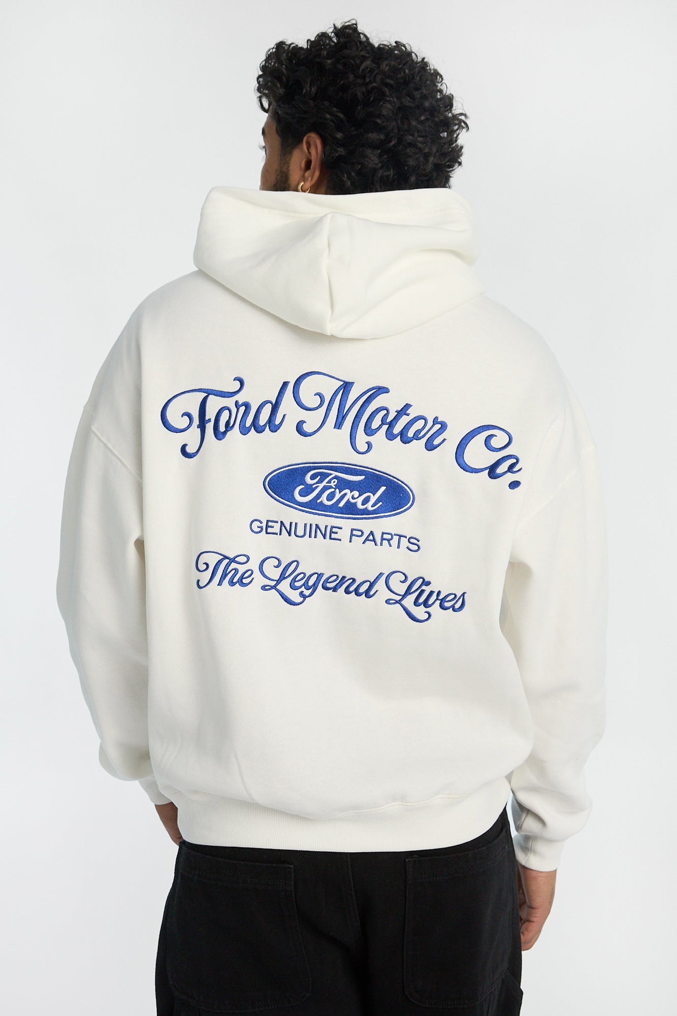 Mens Ford Motor Co. Embroidered Hoodie - White /