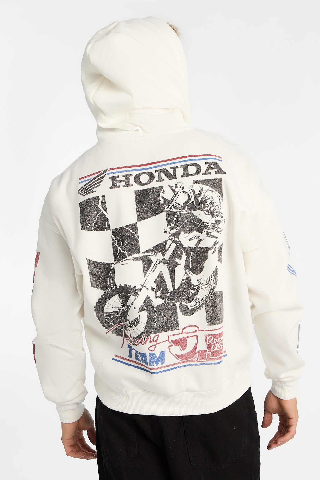 Mens Honda Racing Oversized Hoodie - White /
