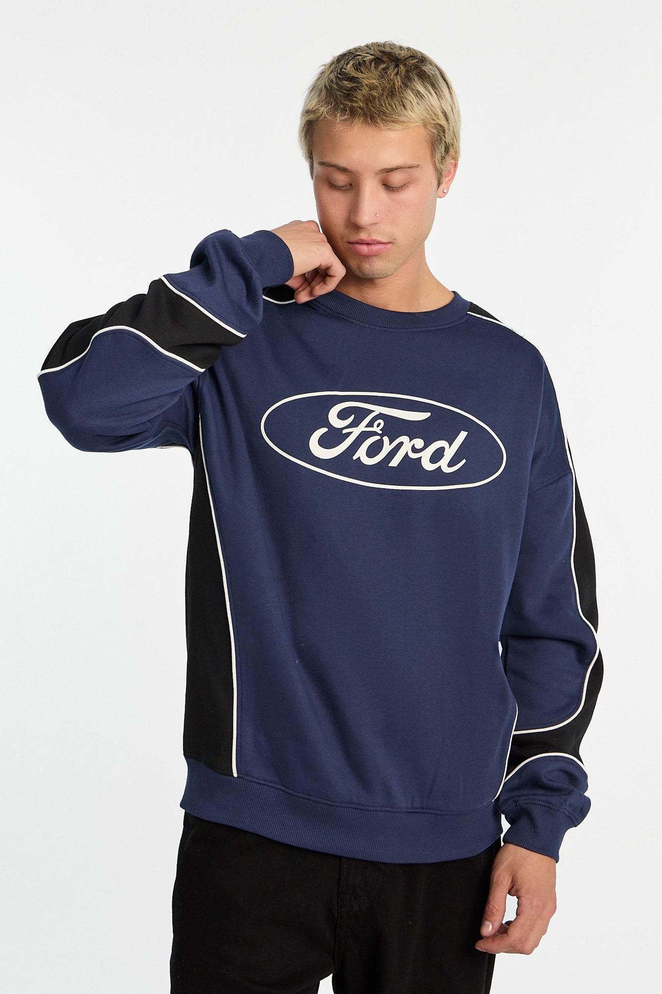 Mens Ford Colour Block Oversized Sweatshirt - Navy /