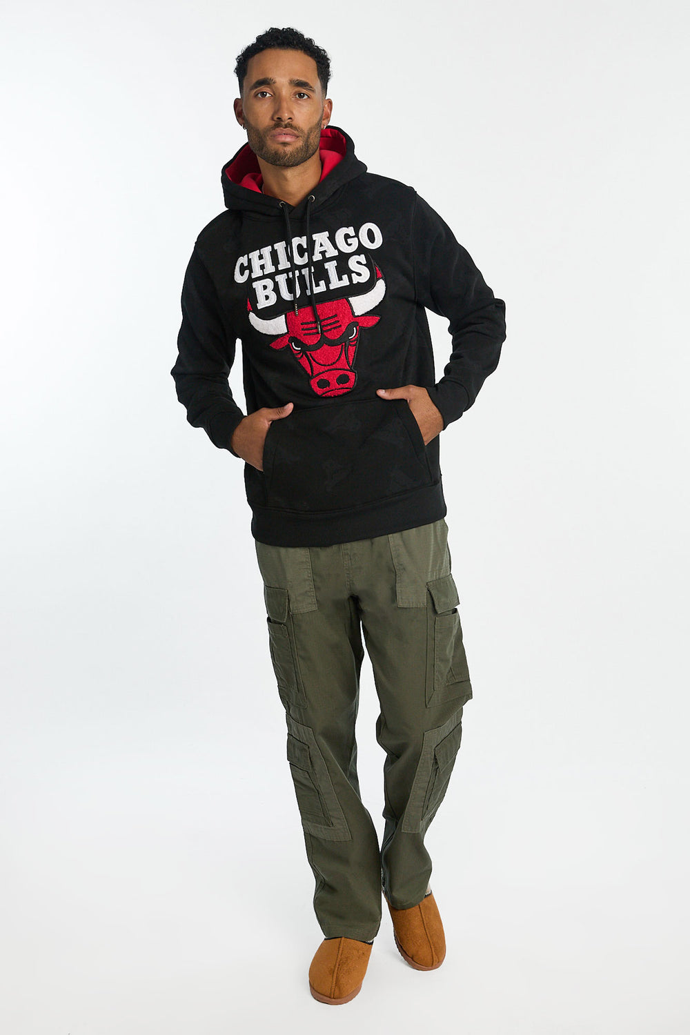 Mens Chicago Bulls AOP Chenille Logo Hoodie Mens Chicago Bulls AOP Chenille Logo Hoodie